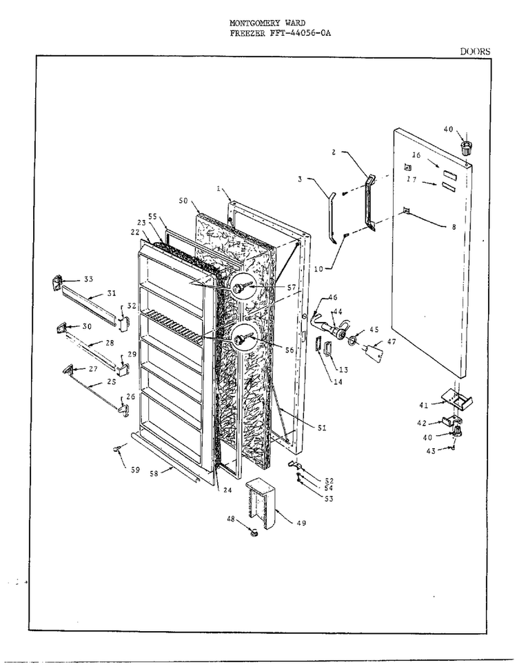 Doors Diagram and Parts List for 44056-0A  Frigidaire Freezer