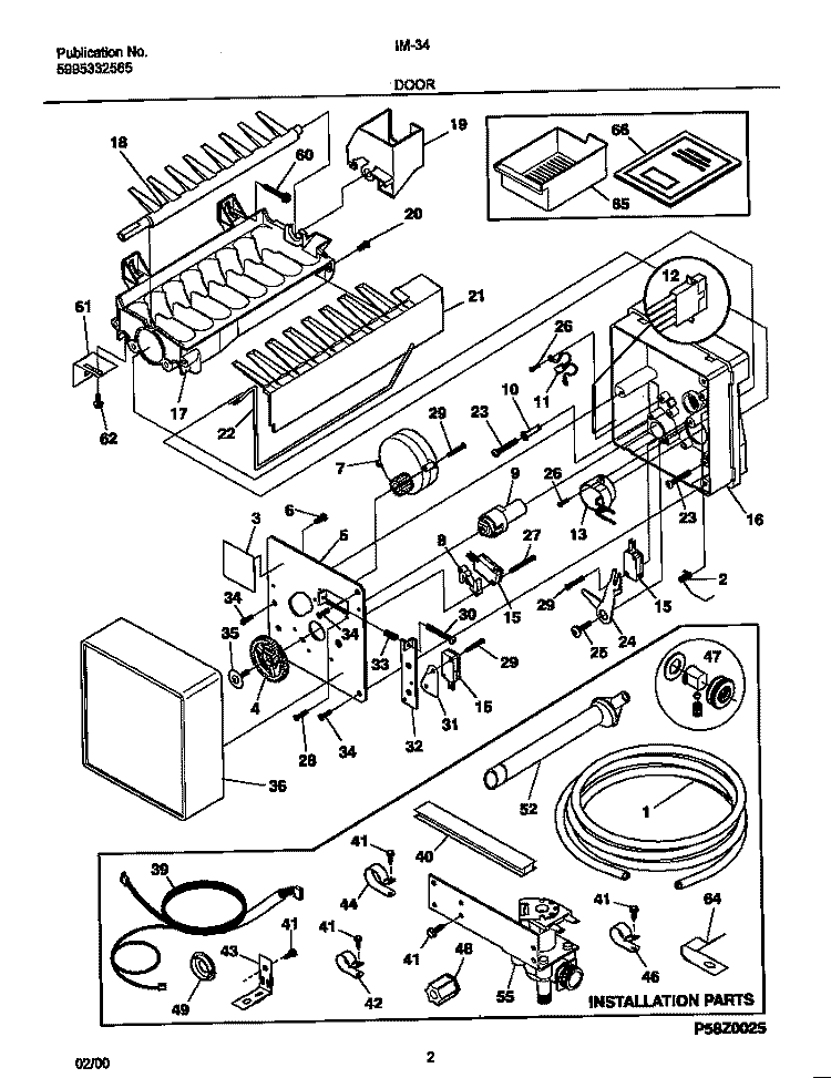 ICEMAKER Diagram and Parts List for IM34  Frigidaire Ice Maker