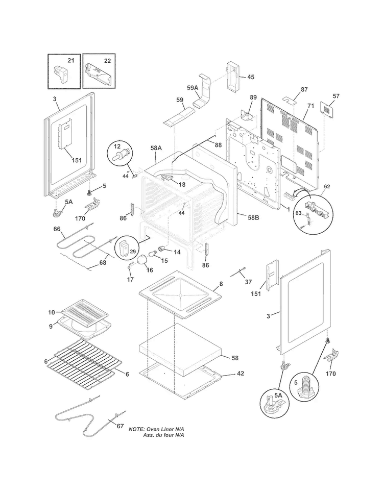 Body Diagram and Parts List for GNEM30NWNWA  Gibson Range