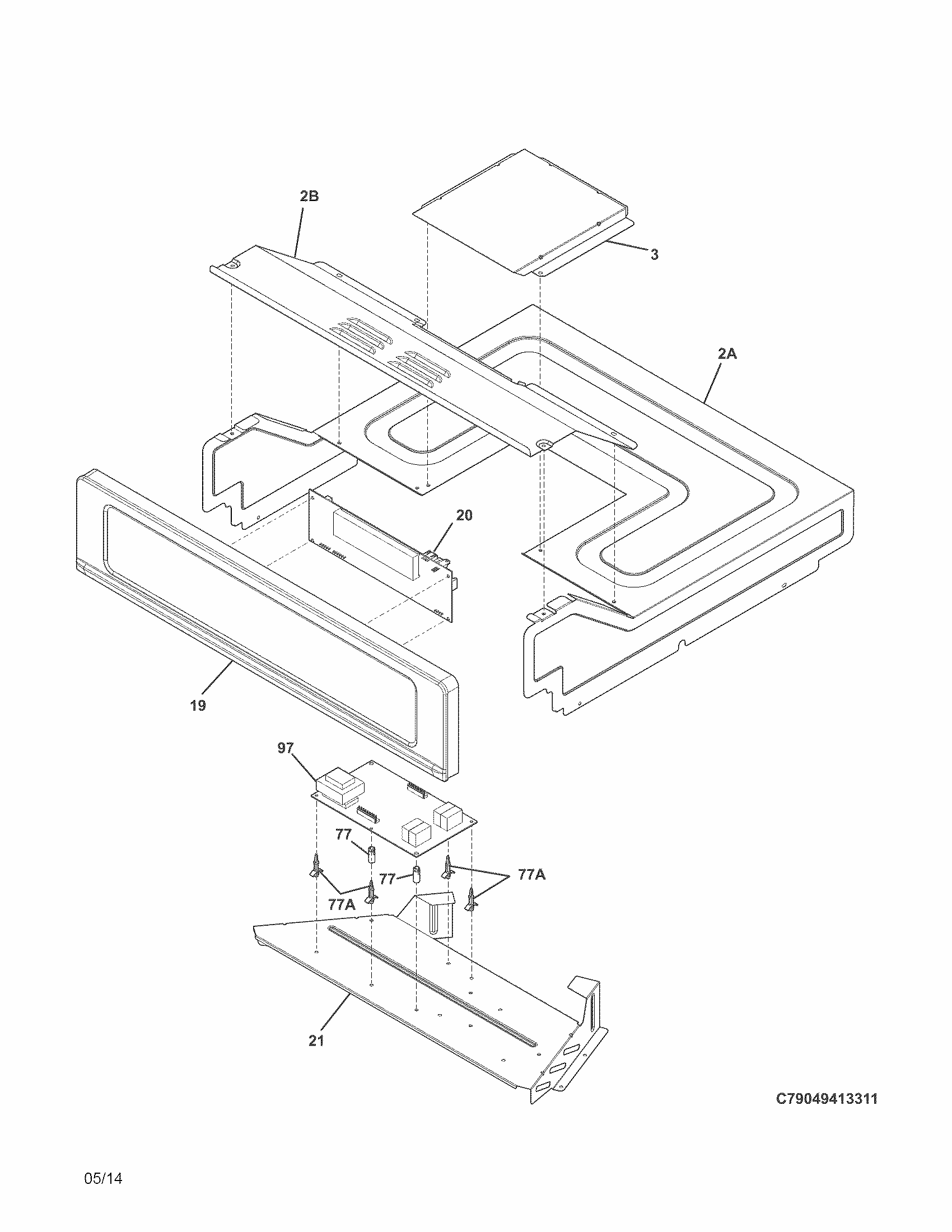 Control Panel Diagram and Parts List for 79049419312  Kenmore Wall Oven