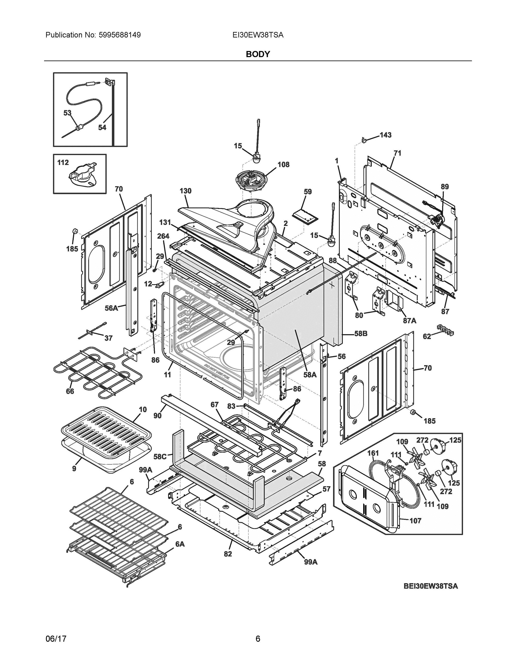 03 - BODY Diagram and Parts List for EI30EW38TSA  Frigidaire 