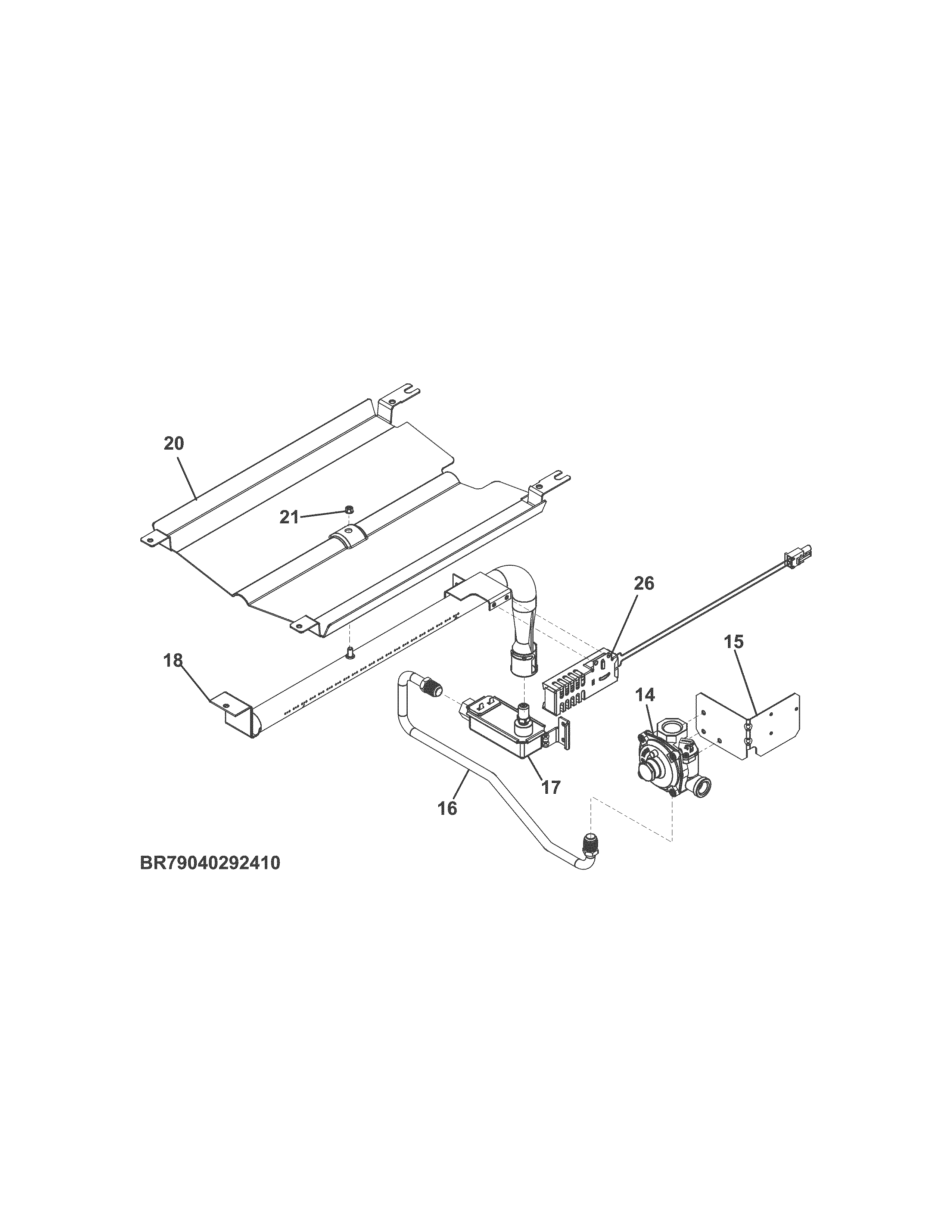 Burner Diagram and Parts List for 79040292410  Kenmore Wall Oven