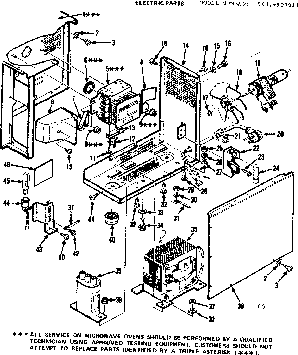 Electric Parts Diagram and Parts List for 5649907911  Kenmore Microwave