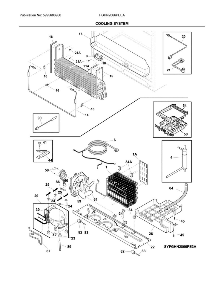 System Diagram and Parts List for FGHN2866PEEA  Frigidaire Refrigerator