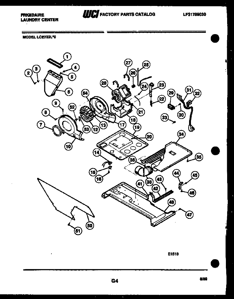 MOTOR AND BLOWER PARTS Diagram and Parts List for LCE732LL0  Frigidaire Washer Dryer Combo