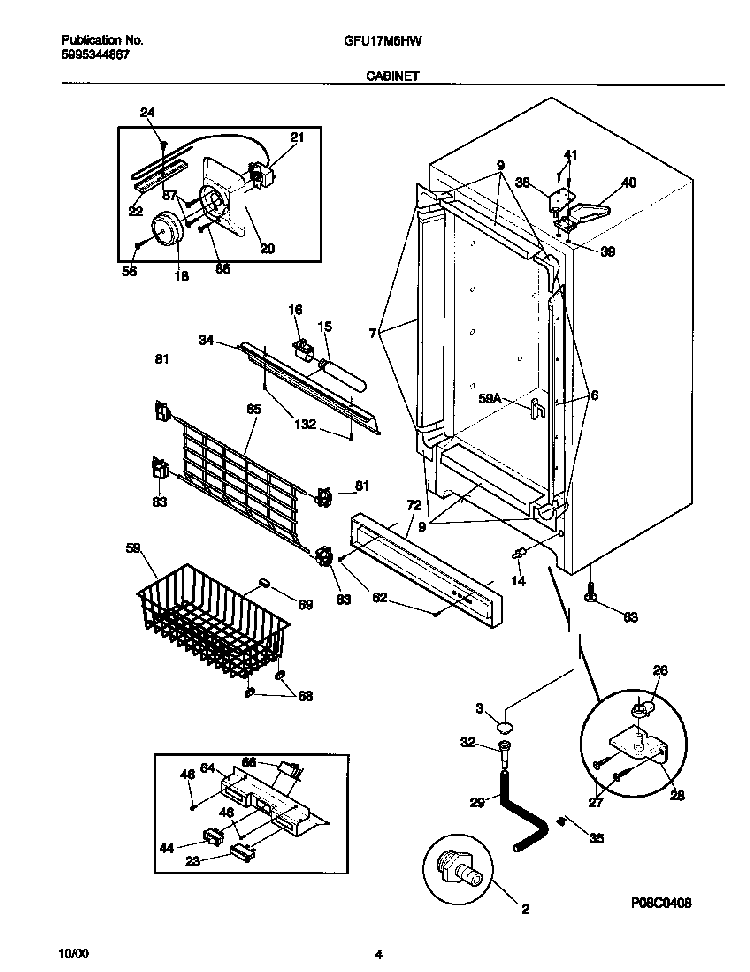 Cabinet Diagram and Parts List for GFU17M6HW1  Gibson Freezer