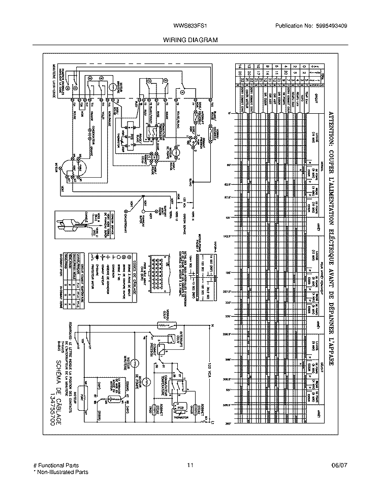 WIRING DIAGRAM Diagram and Parts List for WWS833FS1  Westinghouse Washer