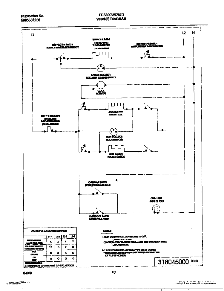 WIRING DIAGRAM Diagram and Parts List for FES300WCDI  Frigidaire Range