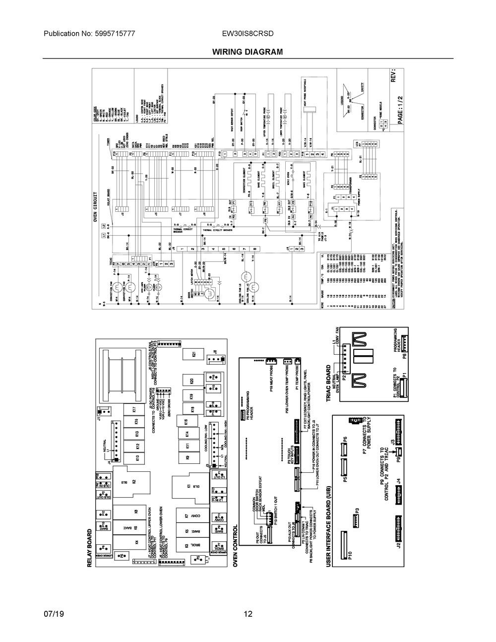 Wiring Diagram Diagram and Parts List for EW30IS8CRSD  Frigidaire Range