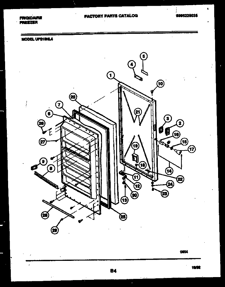DOOR PARTS Diagram and Parts List for UFS19NL4  Frigidaire Freezer