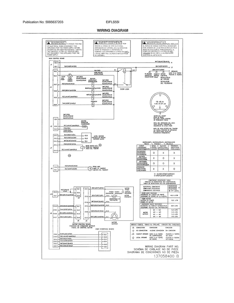 Wiring Diagram Diagram and Parts List for EIFLS55IMB1  Electrolux Washer