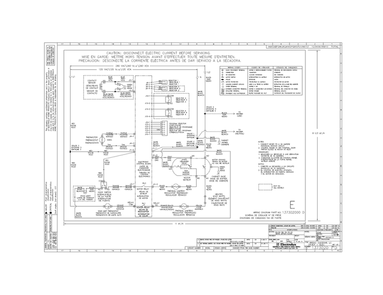 Wiring Diagram Diagram and Parts List for CFLE2022MW0  Frigidaire Washer Dryer Combo