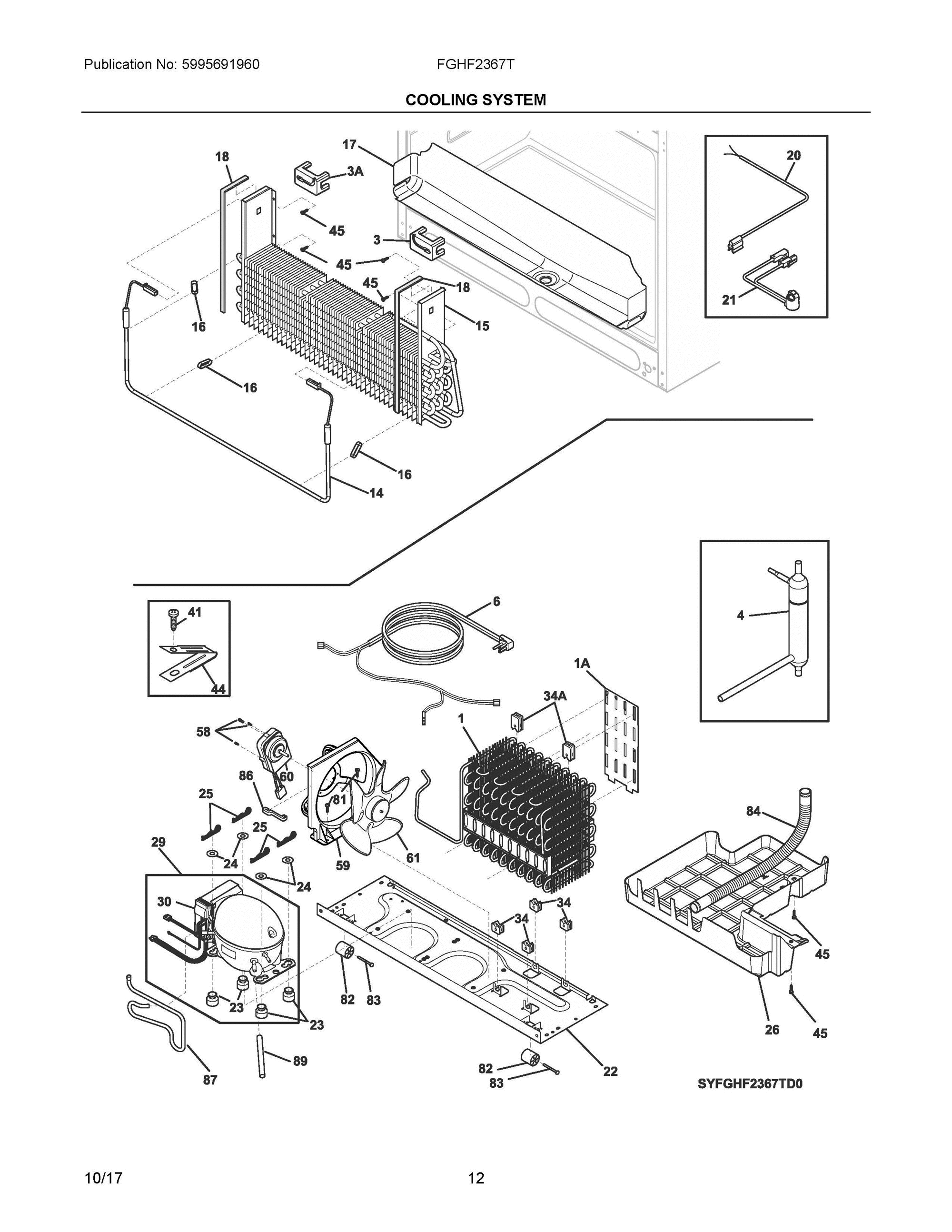 06 - COOLING SYSTEM Diagram and Parts List for FGHF2367TF1  Frigidaire Refrigerator