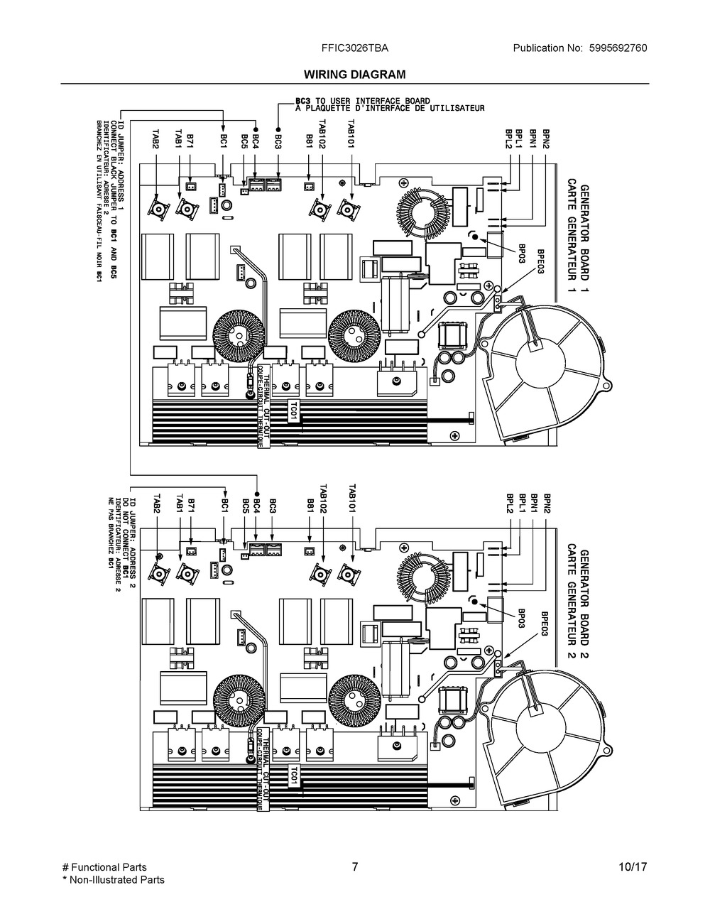 Wiring Diagram Diagram and Parts List for FFIC3026TBA  Frigidaire Cooktop