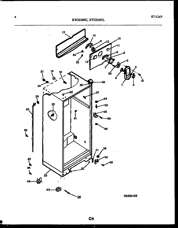 CABINET PARTS Diagram and Parts List for RTG216NCD1  Frigidaire Refrigerator