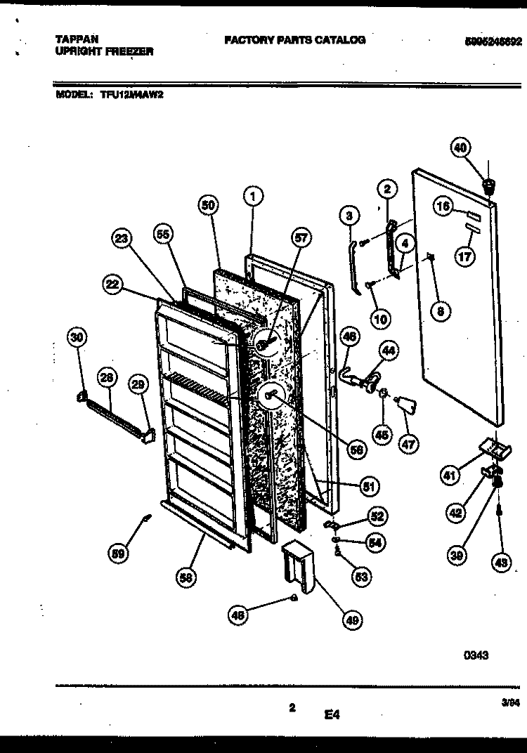 DOOR PARTS Diagram and Parts List for TFU12M4AW2  Tappan Freezer