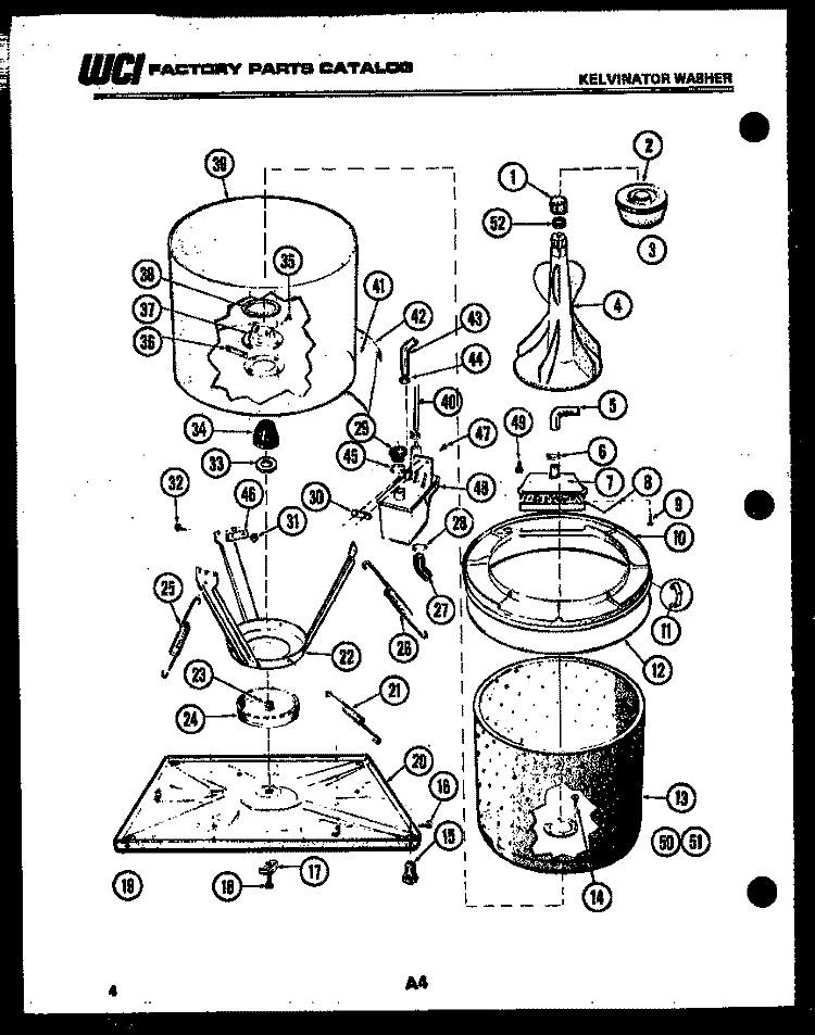 TUB DETAIL Diagram and Parts List for AW700C0D  Kelvinator Washer
