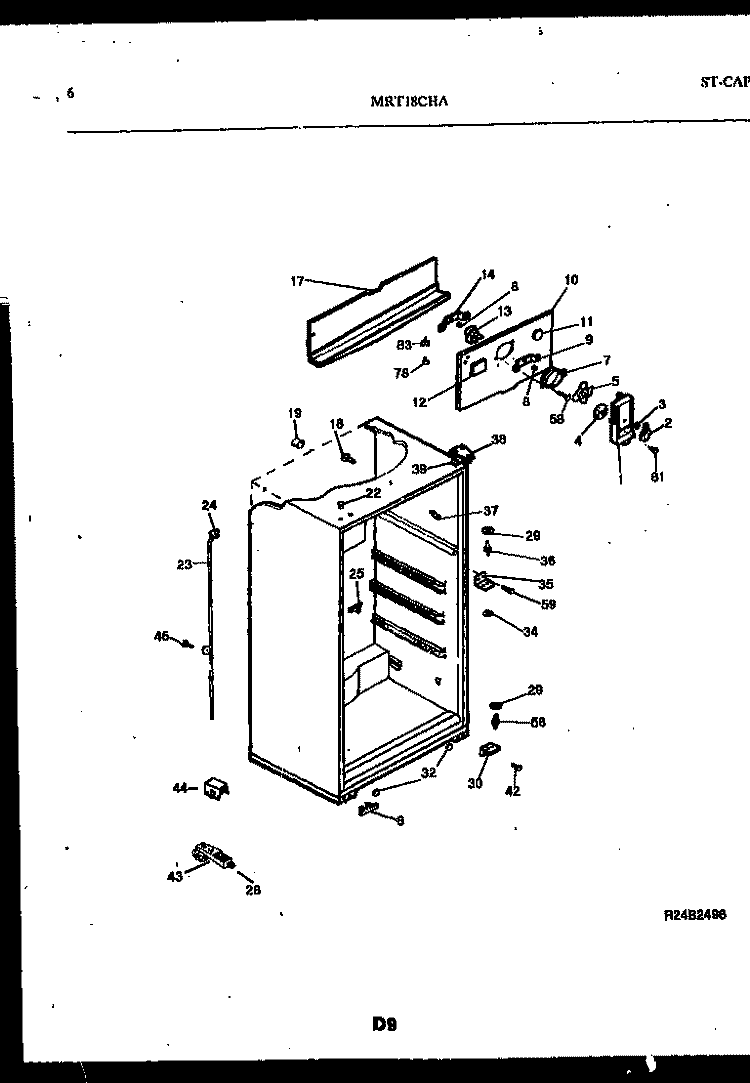 CABINET PARTS Diagram and Parts List for MRT18CHAA0  Frigidaire Refrigerator