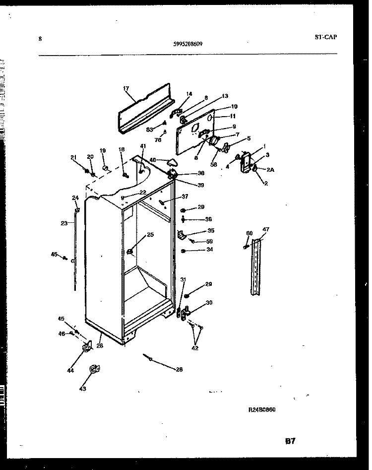 CABINET PARTS Diagram and Parts List for FPES19TIPW0  Frigidaire Refrigerator