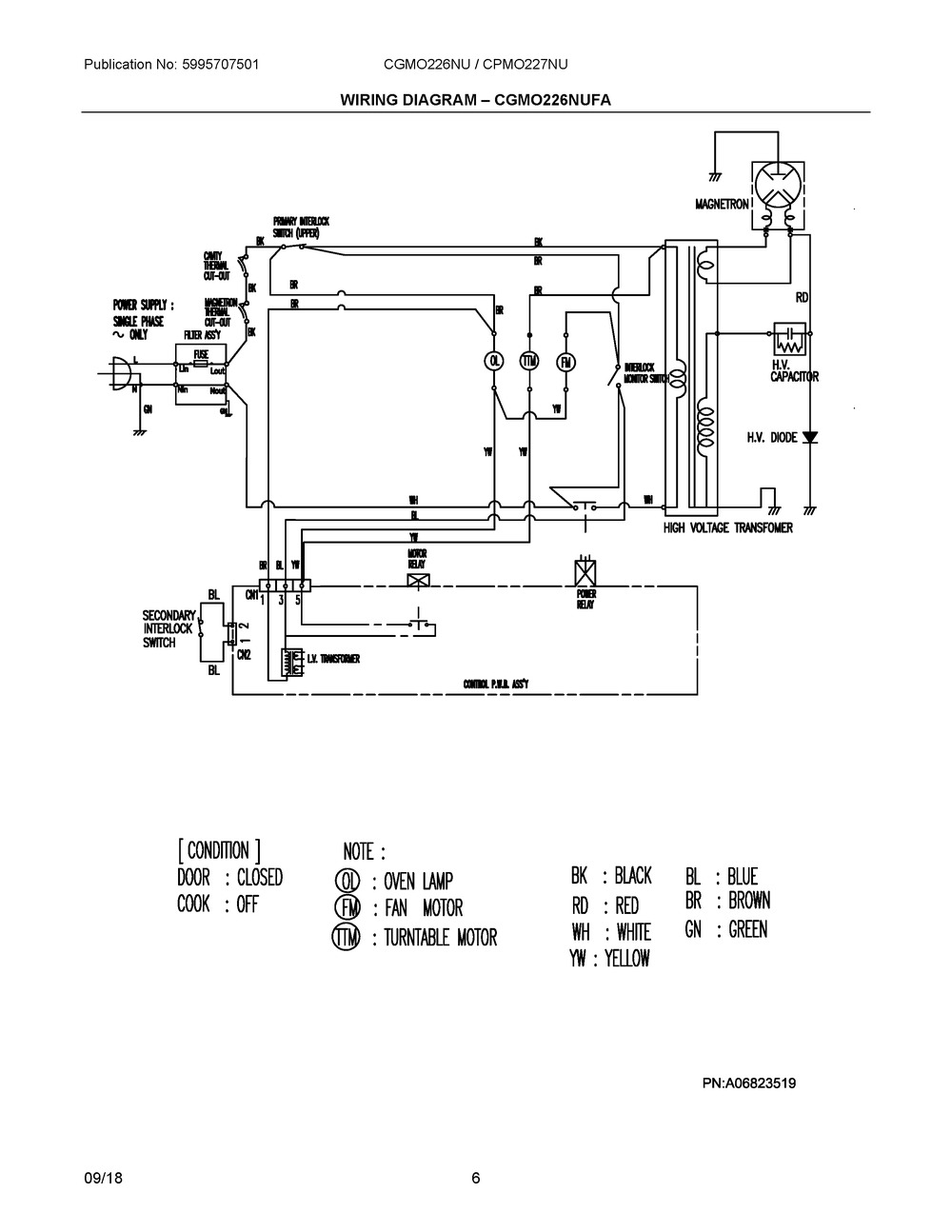 Wiring Diagram ? Cgmo226nufa Diagram and Parts List for CGMO226NUFA  Frigidaire Microwave