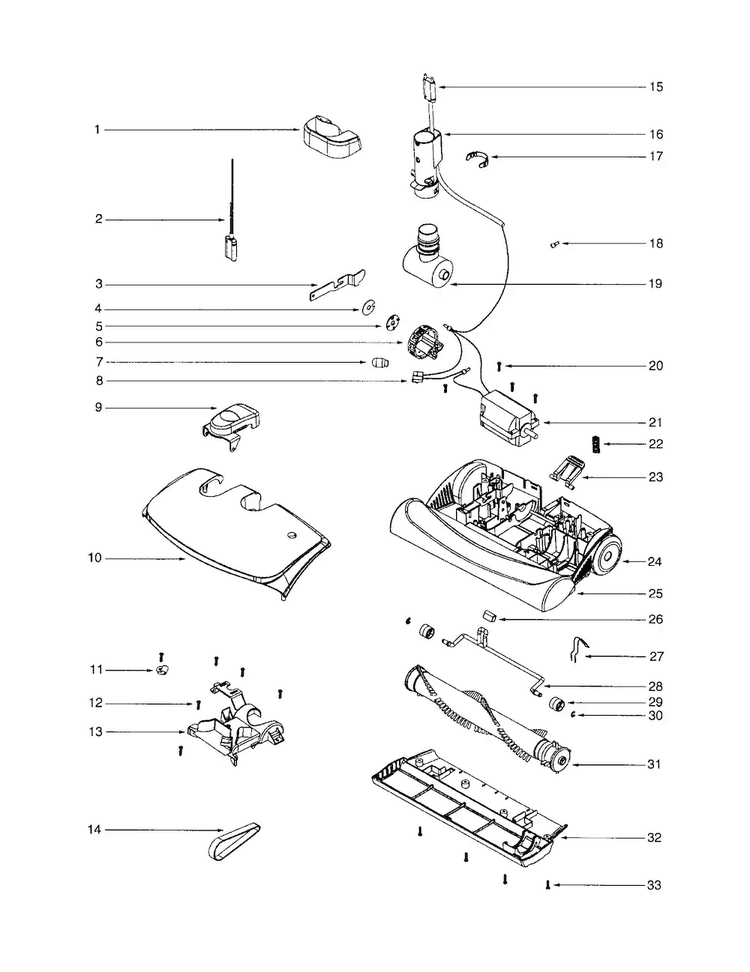 Base/hood/air Duct Cover Diagram and Parts List for EL6988A  Electrolux Canister Vacuum