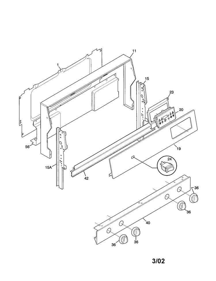 Backguard Diagram and Parts List for TGF355CGSA  Tappan Range