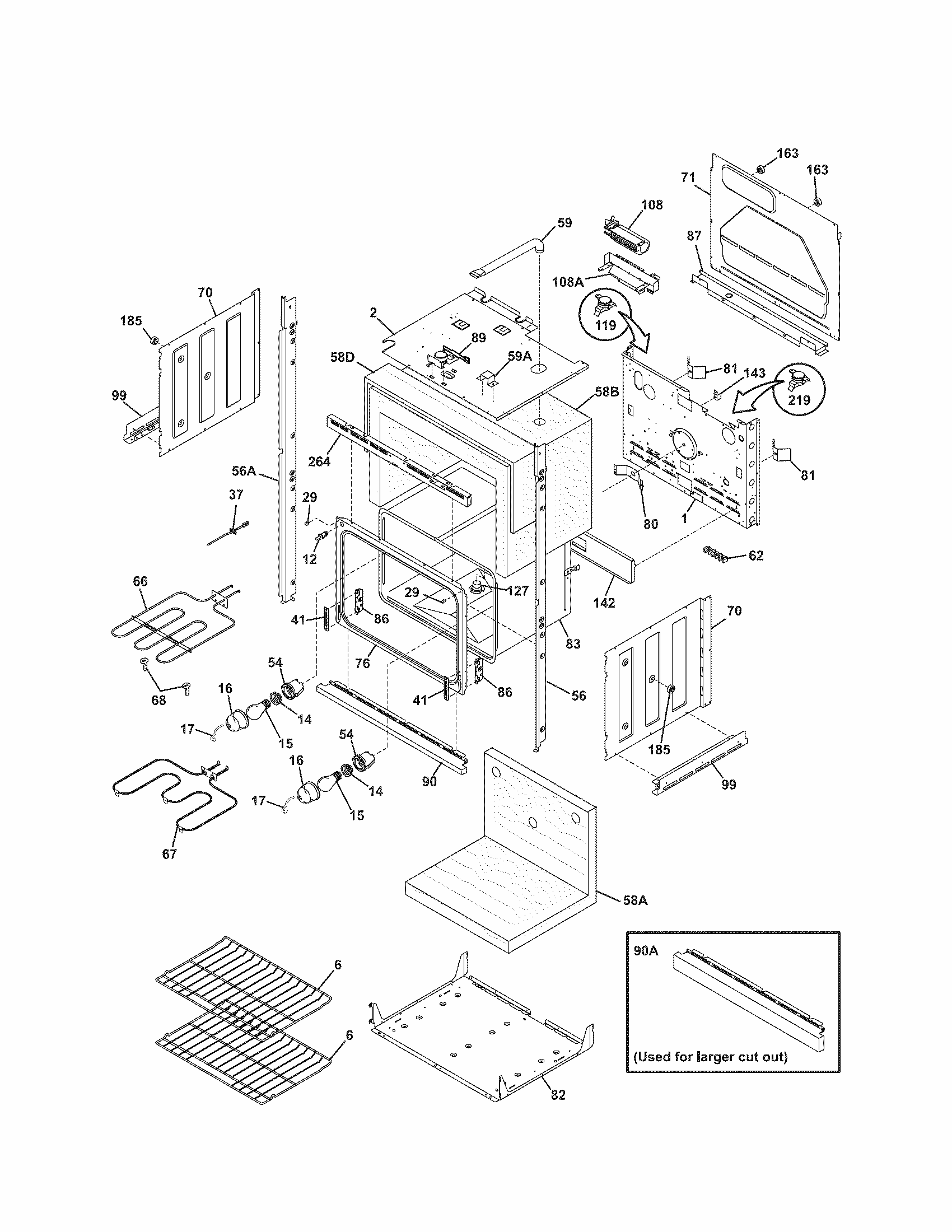 Lower Oven Diagram and Parts List for 79047773403  Kenmore Wall Oven