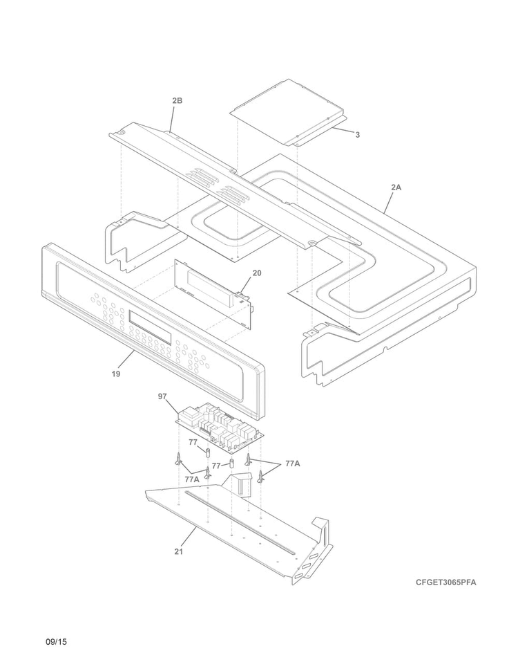Control Panel Diagram and Parts List for FGET3065PFD  Frigidaire Wall Oven