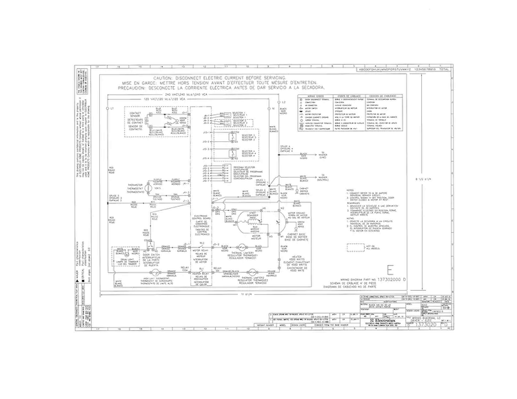 Wiring Diagram Diagram and Parts List for FFLE2022MW1  Frigidaire Washer Dryer Combo