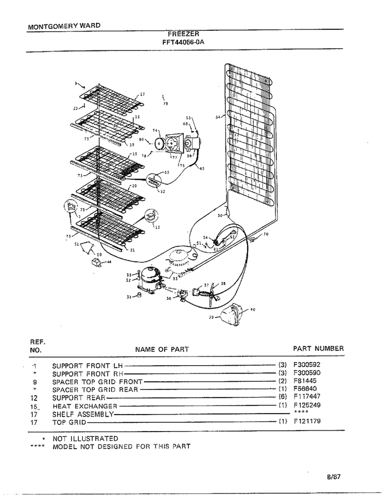 Freezer Page 3 Diagram and Parts List for 44056A-0  Frigidaire Freezer