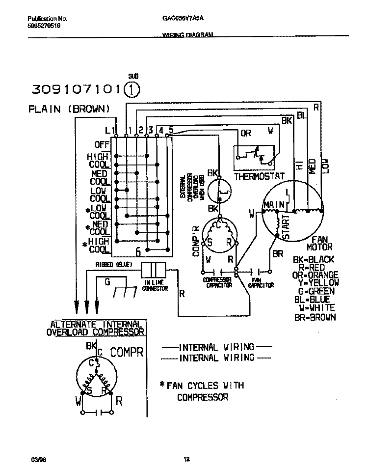 WIRING DIAGRAM Diagram and Parts List for GAC056Y7A5A  Gibson Air Conditioner