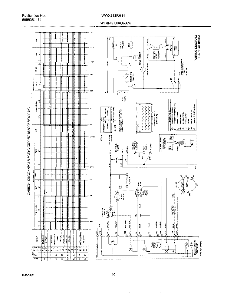 134000100 WIRING DIAGRAM Diagram and Parts List for WWX213RHS1  Westinghouse Washer