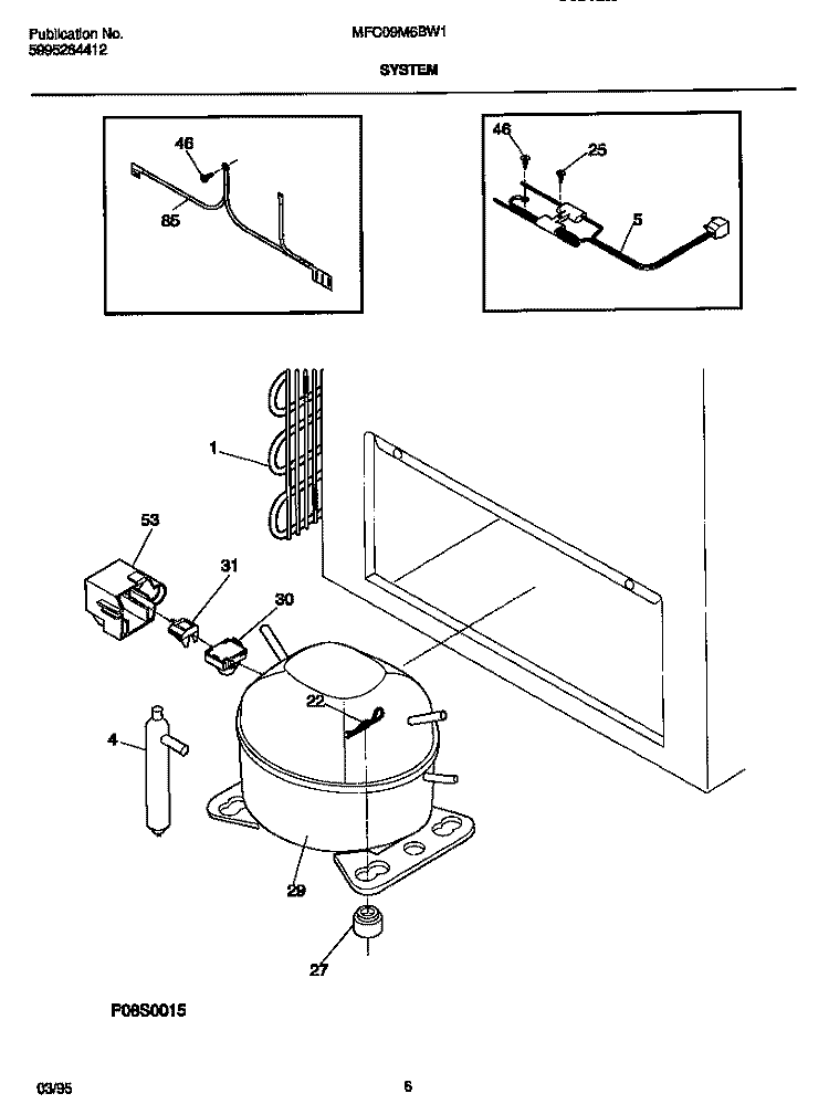 SYSTEM Diagram and Parts List for MFC09M6BW1  Frigidaire Freezer