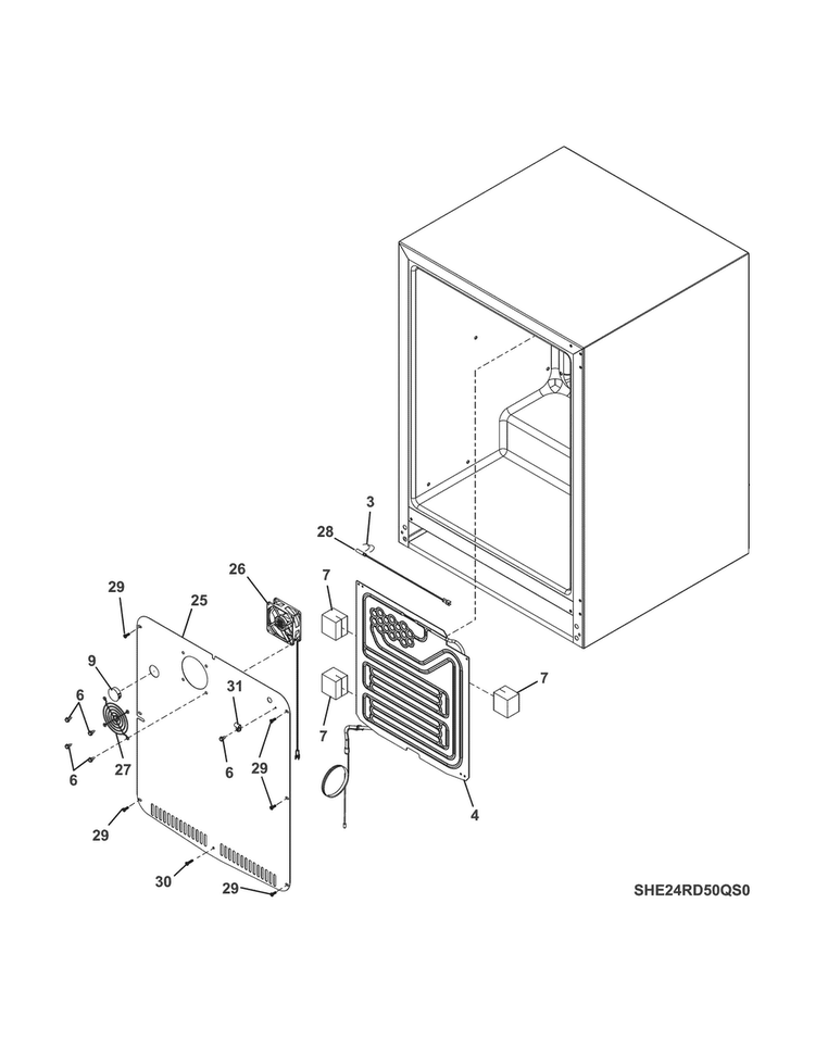 Evaporator Diagram and Parts List for EI24RD10QS0  Electrolux Refrigerator