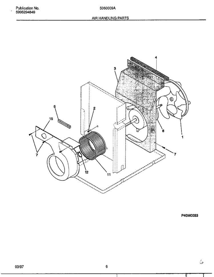 Air Handling Parts Diagram and Parts List for 5060009  Frigidaire Air Conditioner