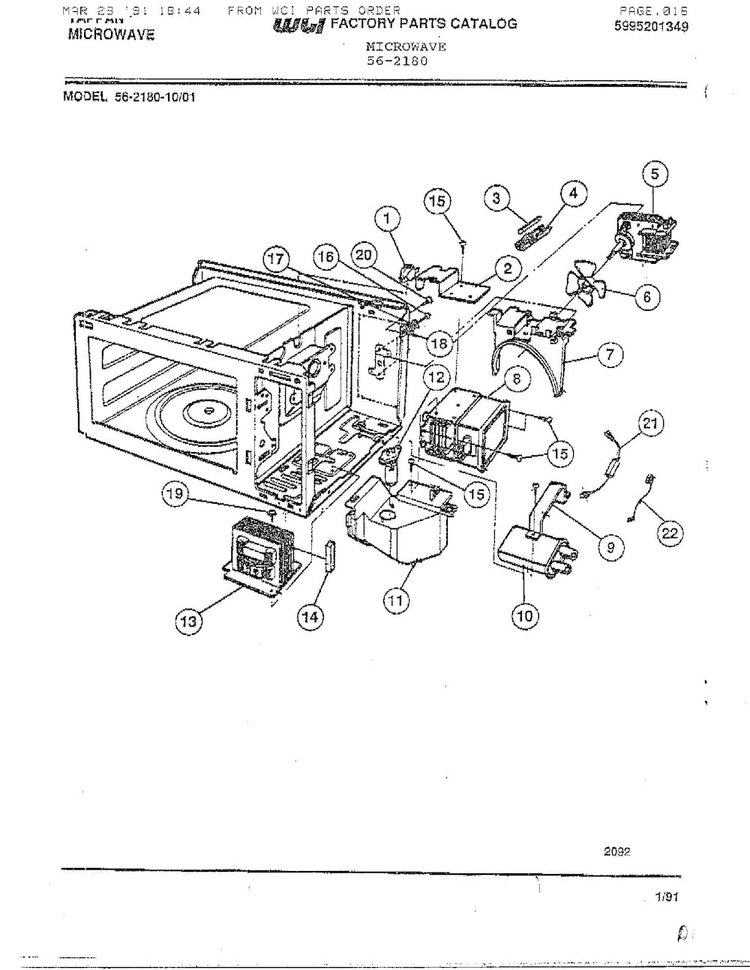 Tappan Microwave Page 2 Diagram and Parts List for 56-2180  Frigidaire Microwave