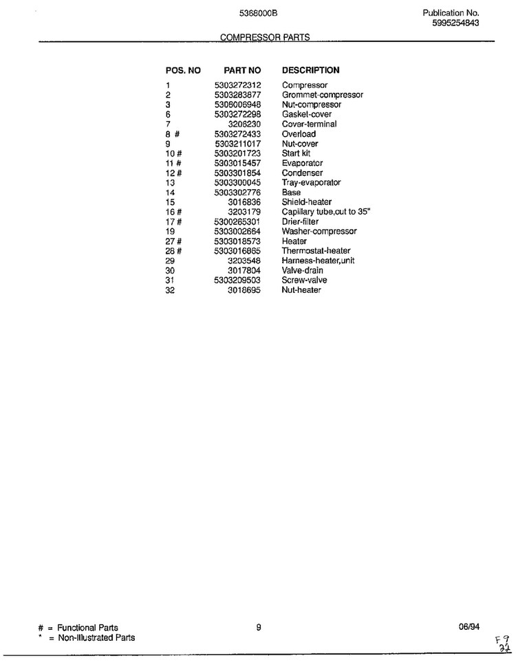 Compressor Parts Page 2 Diagram and Parts List for 5368000B  Frigidaire Air Conditioner