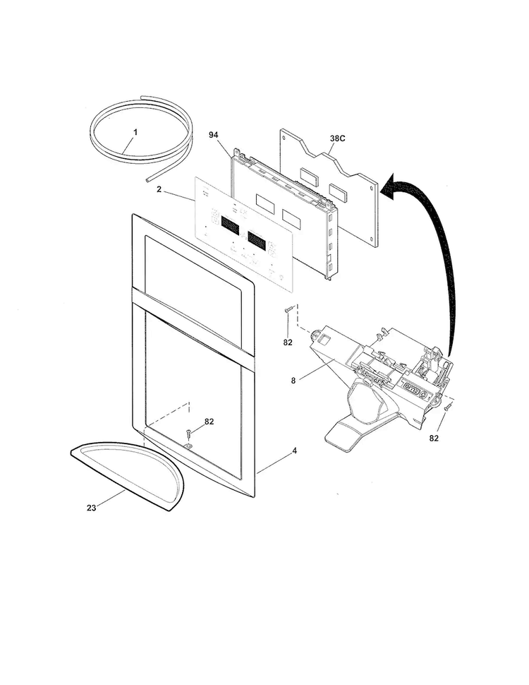 Controls/ice Dispenser Diagram and Parts List for 25370319213  Kenmore Refrigerator