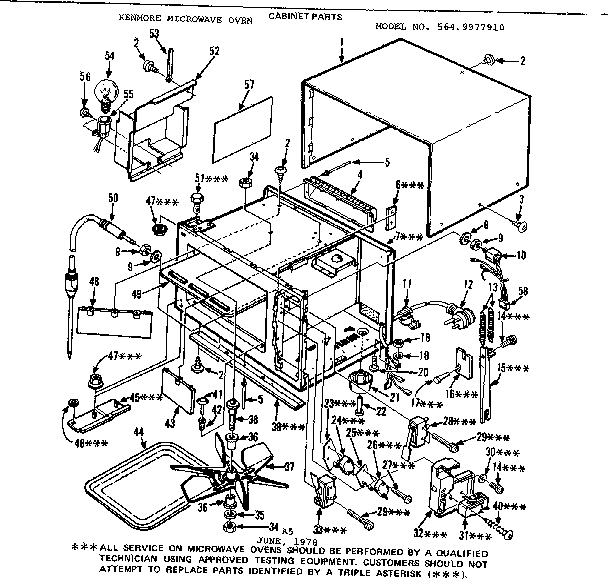 Cabinet Parts Diagram and Parts List for 5649977910  Kenmore Microwave