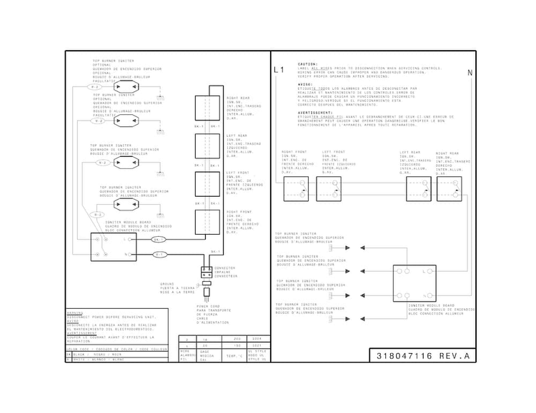 Wiring Diagram Diagram and Parts List for FGGC3045KWC  Frigidaire Cooktop