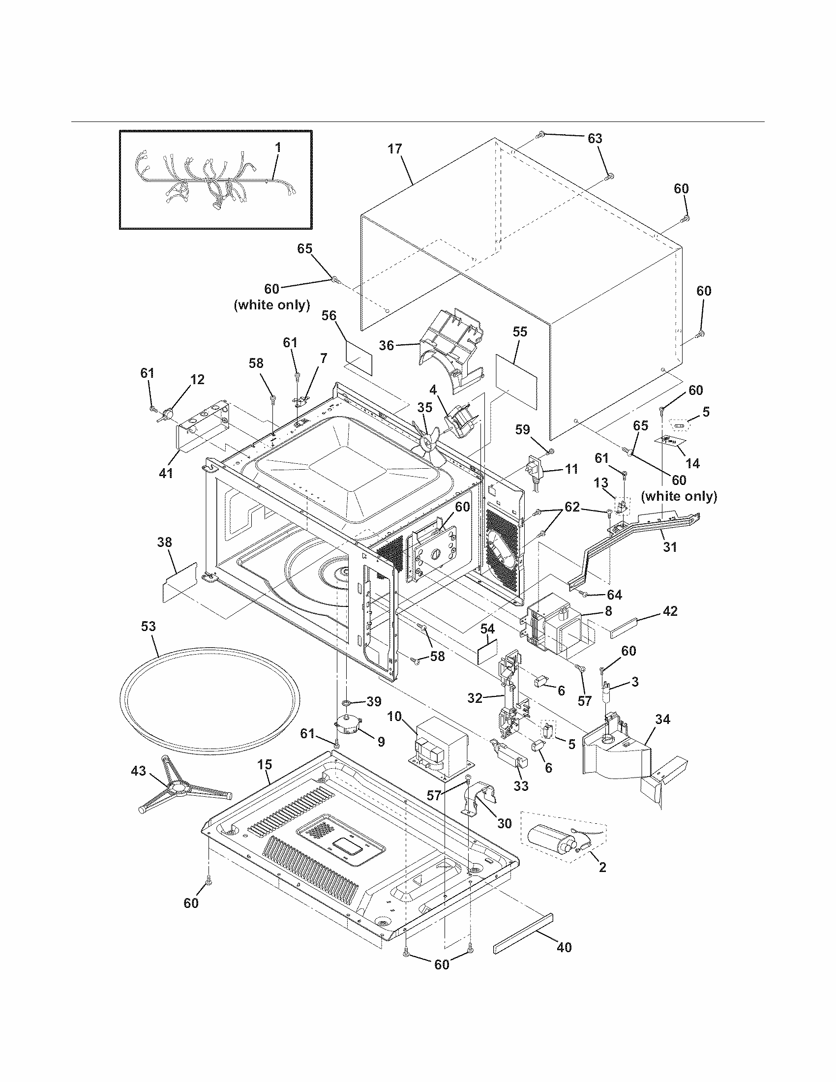 Microwave Diagram and Parts List for 79048842900  Kenmore Microwave