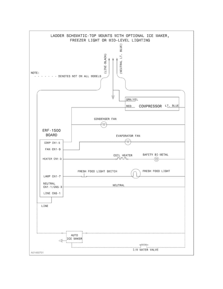 Wiring Schematic Diagram and Parts List for FFHT1621QS1  Frigidaire Refrigerator