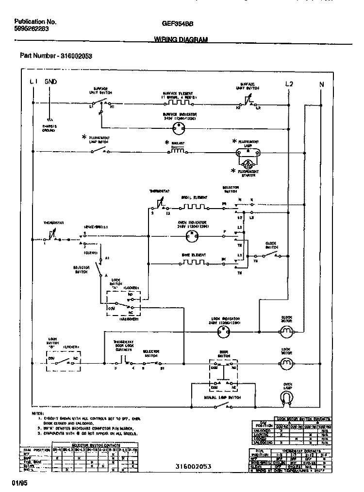 WIRING DIAGRAM Diagram and Parts List for GEF354BBWA  Gibson Range