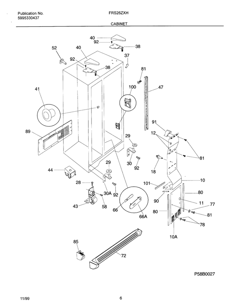 Cabinet Diagram and Parts List for OEMF3-FRS26ZXHD1  Frigidaire Refrigerator