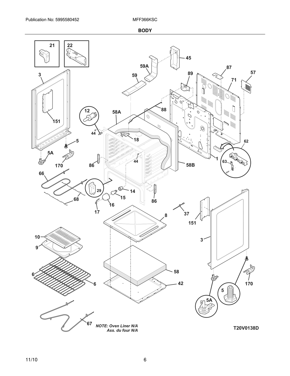 Body 2 Diagram and Parts List for MFF366KSC  Frigidaire Range