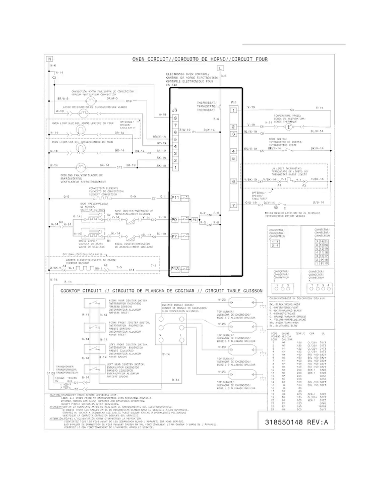 Wiring Diagram Diagram and Parts List for FGGS3045KFE  Frigidaire Range
