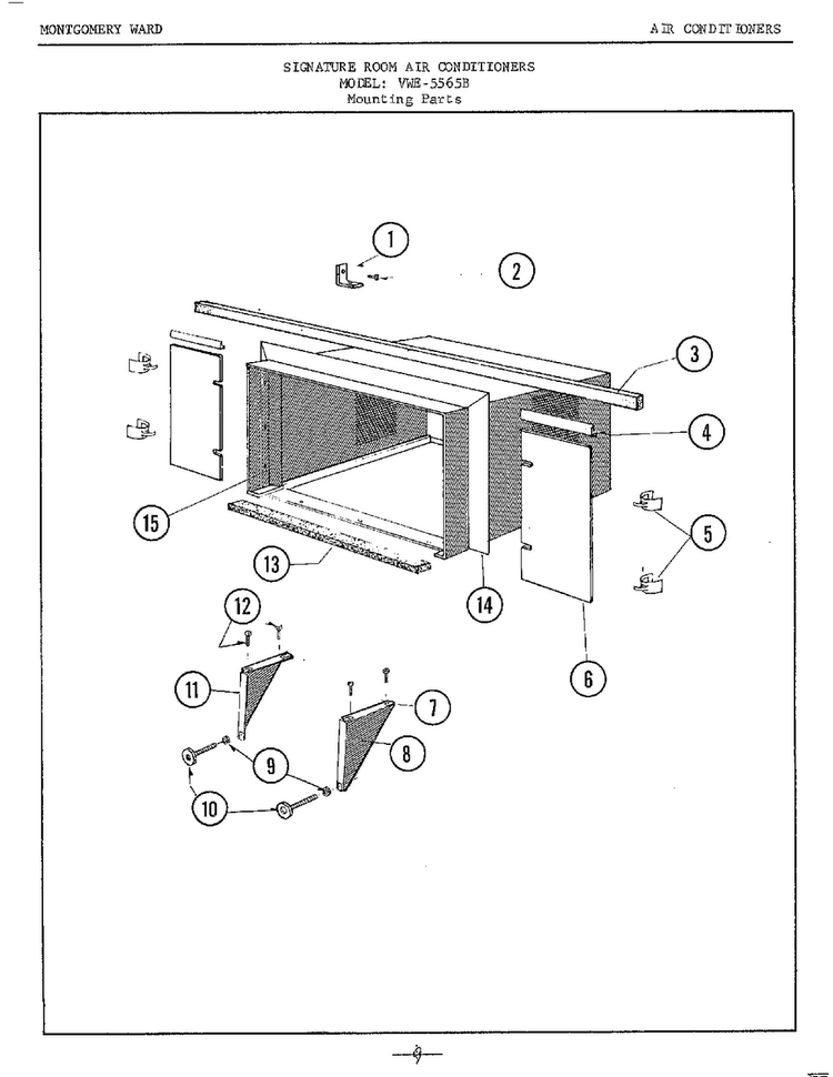 Mounting Diagram and Parts List for 5565B  Frigidaire Air Conditioner