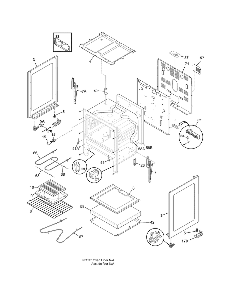 Body Diagram and Parts List for MFF312HSC  Frigidaire Range