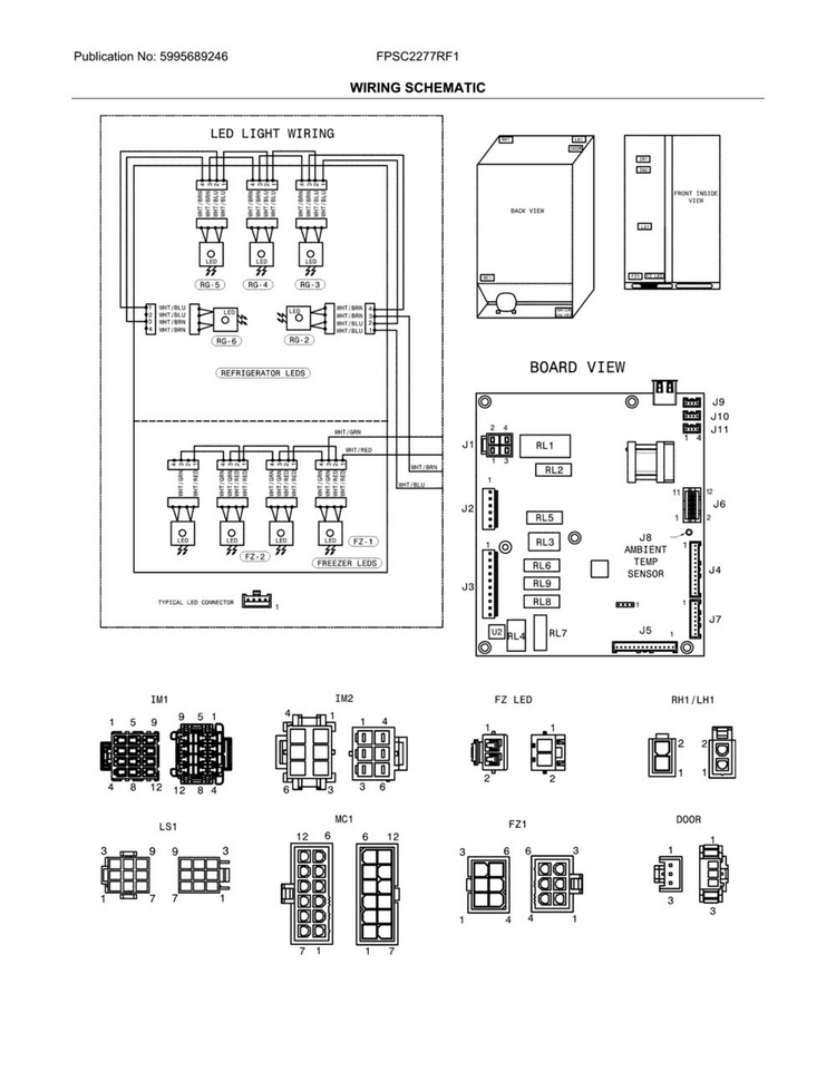 Wiring Schematic Diagram and Parts List for FPSC2277RF1  Frigidaire Refrigerator