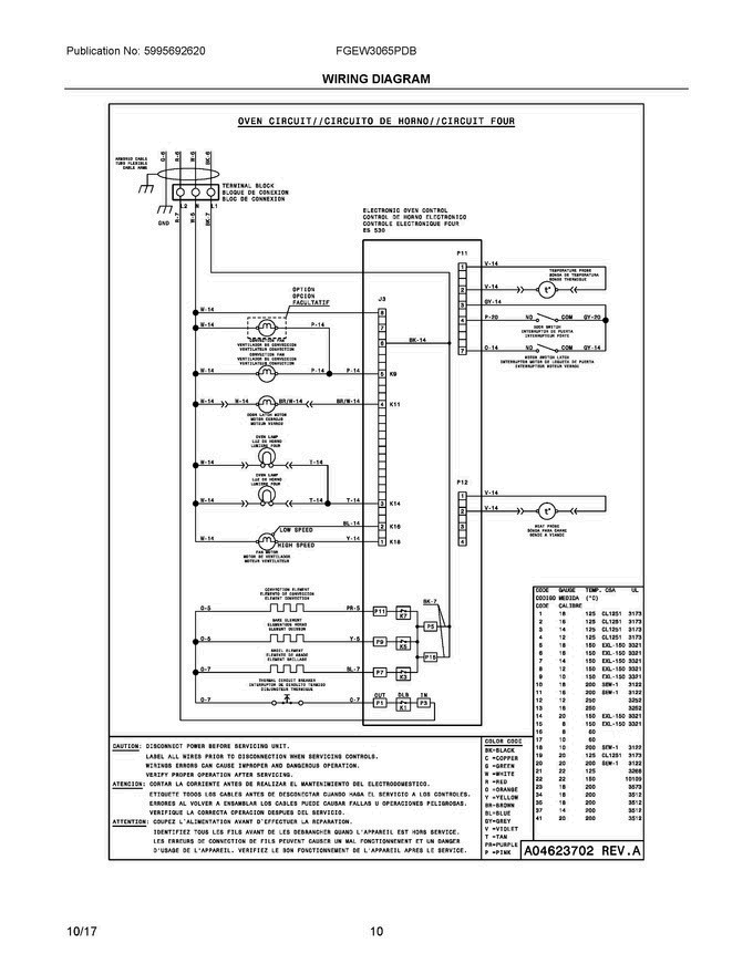 05 - Wiring Diagram Diagram and Parts List for FGEW3065PDB  Frigidaire Wall Oven
